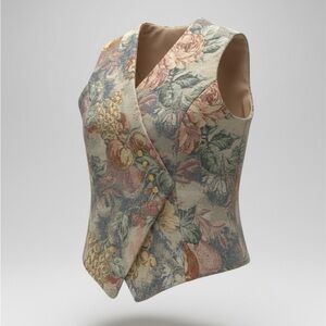Vintage Rennie & Rose Floral Tapestry Double Breasted Vest